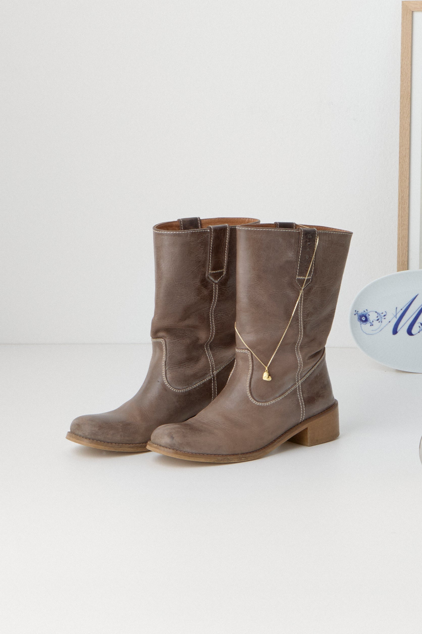 Julia Gaucho læderstøvler - Dark Brown